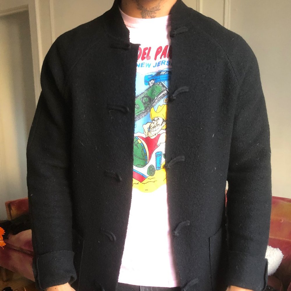 100% Wool Black Cardigan Size S/M
